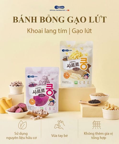  Bánh Bỏng Gạo Lứt Bebecook Cho Bé Từ 7M+ 