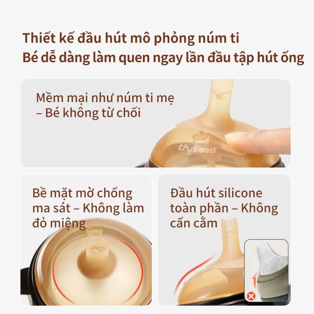  Bình tập hút Thyseed PPSU cao cấp chống sặc cho bé 6M+ (300ml) 