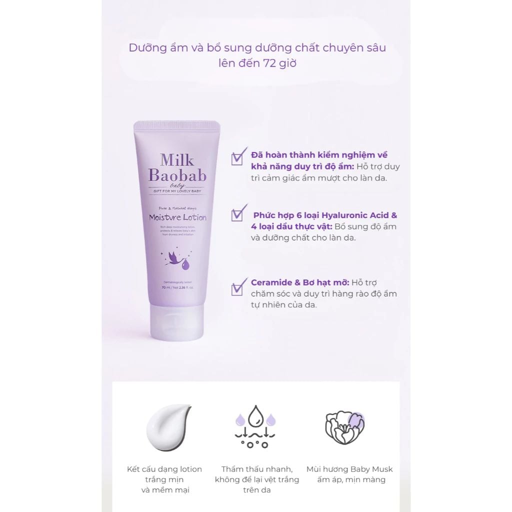  Sữa Dưỡng Thể Hằng Ngày Milk Baobab Baby Moisture Lotion 