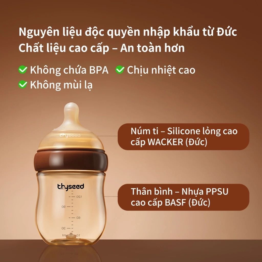  Bình sữa chống đầy hơi Thyseed PPSU cho trẻ sơ sinh 
