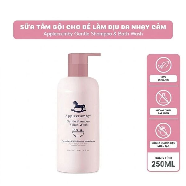  Sữa tắm gội làm dịu cho da nhạy cảm Applecrumby Gentle Shampoo & Bath Wash (250ml) 