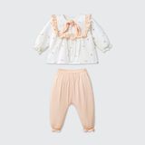  Bộ dài tay cúc thẳng La Pomme lễ hội vui nhộn - Trắng Cam 