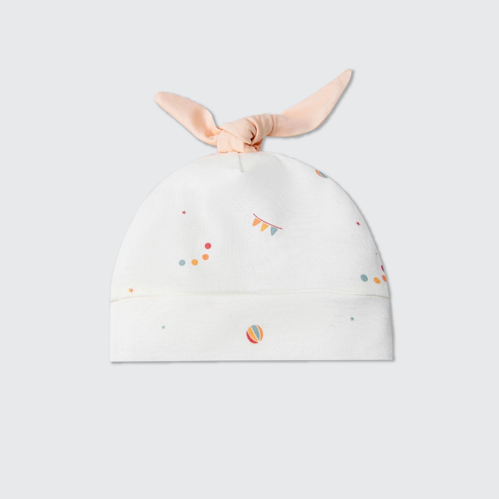  Mũ sơ sinh La Pomme lễ hội vui nhộn - Trắng Cam 