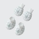  Set bao tay bao chân La Pomme phối họa tiết caro - Trắng Ghi 