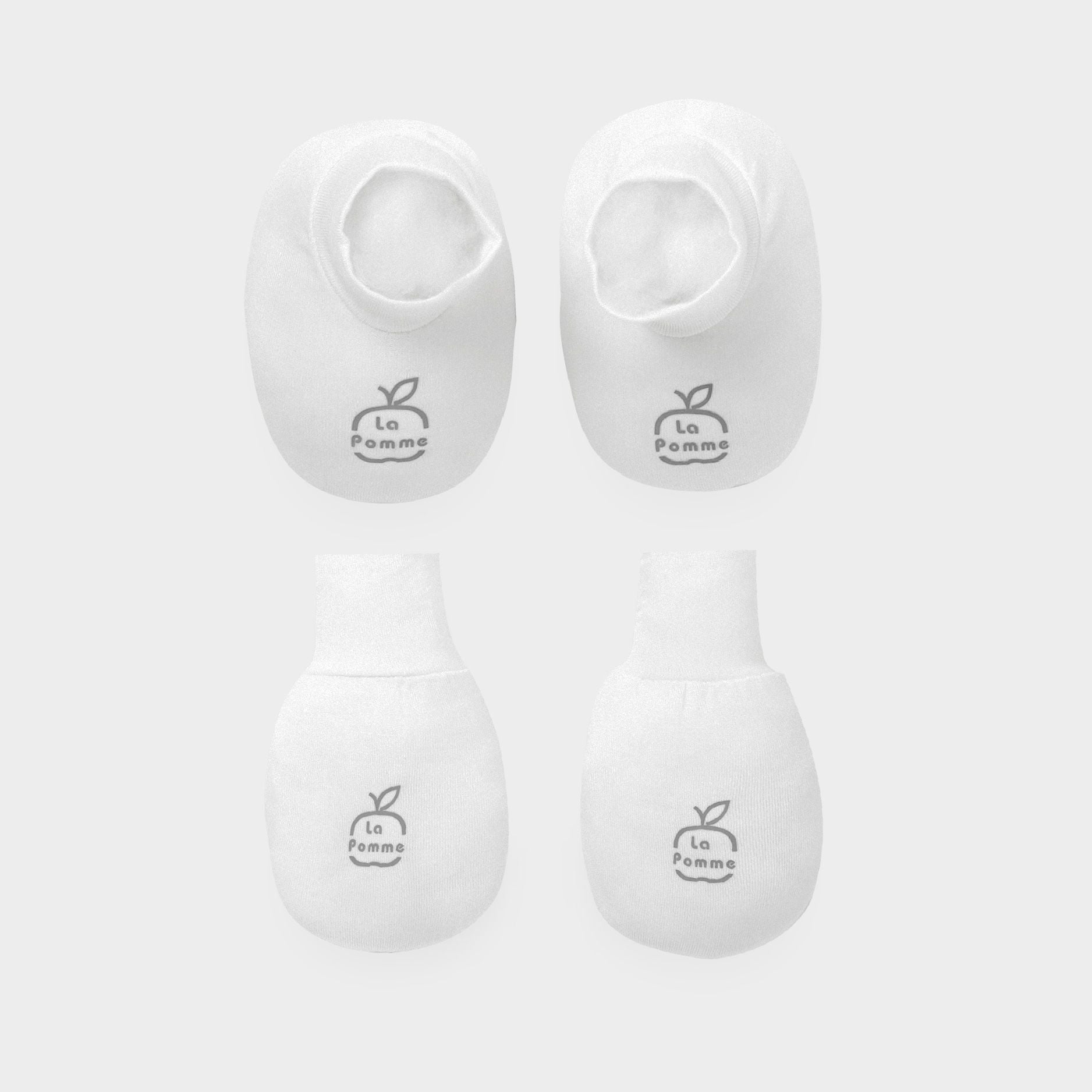  Set BTBC sơ sinh La Pomme mềm mịn - Trắng 