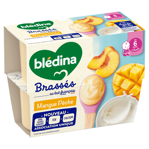  Sữa chua Bledina Brasses vị Xoài Đào 6M+ (95g x 4) 