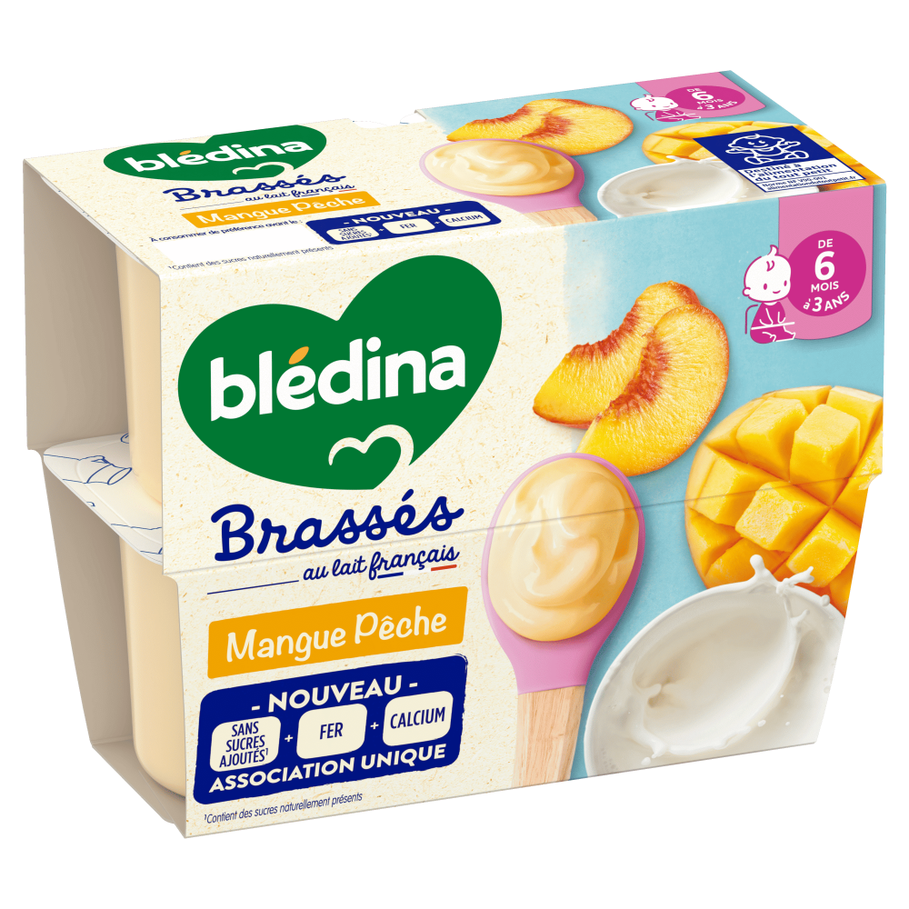  Sữa chua Bledina Brasses vị Xoài Đào 6M+ (95g x 4) 