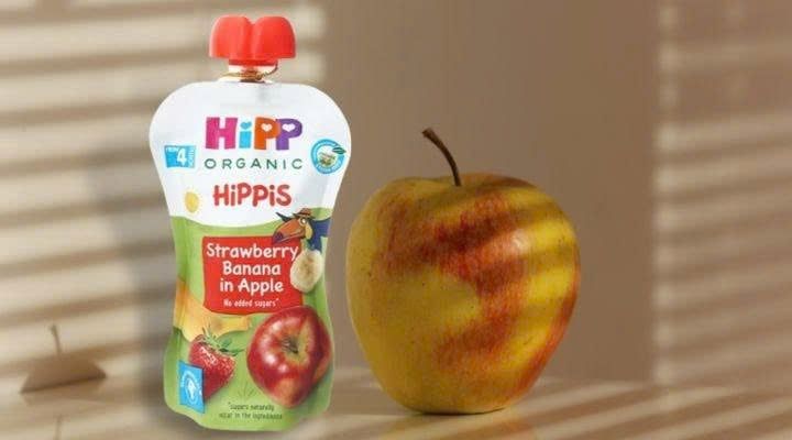  Trái cây nghiền hữu cơ HiPP (4M+) - Dâu, Chuối, Táo 