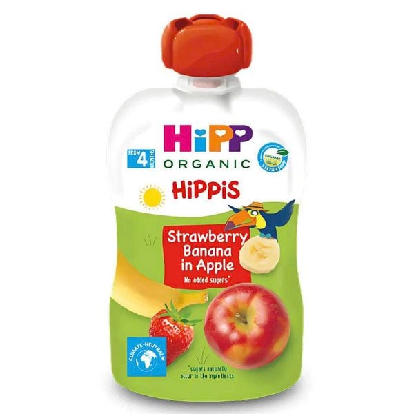  Trái cây nghiền hữu cơ HiPP (4M+) - Dâu, Chuối, Táo 