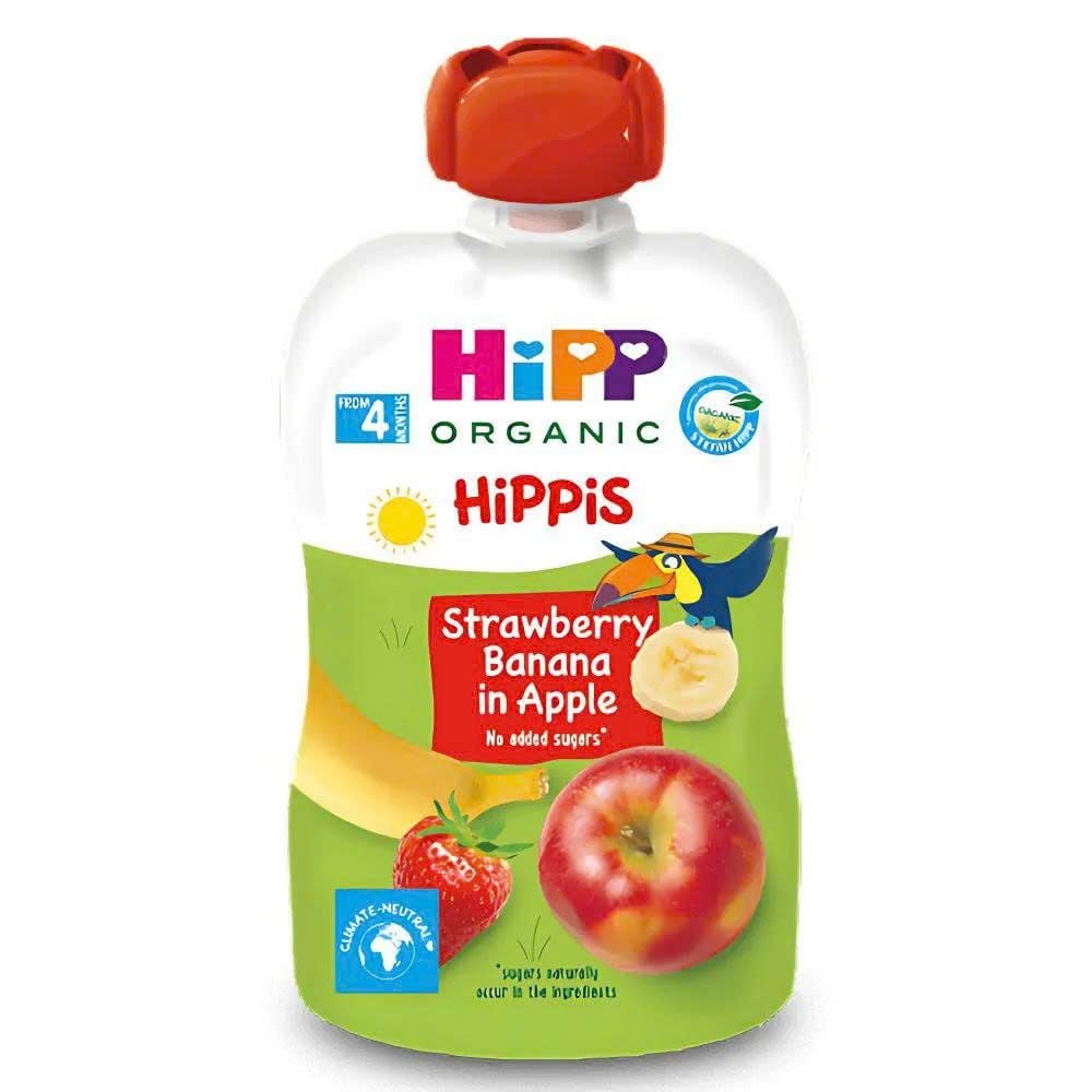  Trái cây nghiền hữu cơ HiPP (4M+) - Dâu, Chuối, Táo 