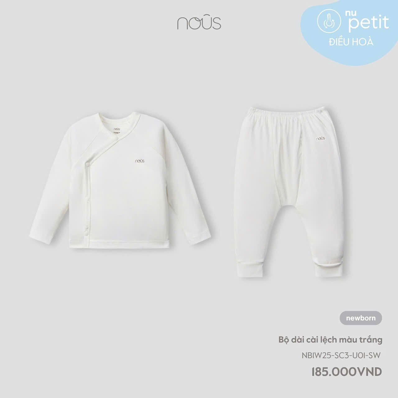  Bộ dài Nous cài lệch màu trắng NB 