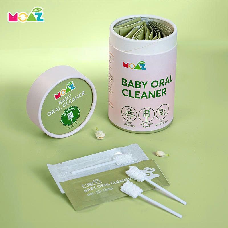  Que Gạc Rơ Lưỡi Cho Bé 360° Moaz Eco (Hộp 30 que) 