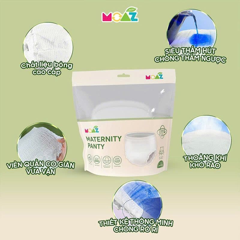  Quần Bỉm Cho Mẹ Moaz Eco (Túi 3 cái) 
