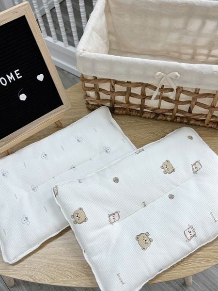  Gối Mỏng Vải Tổ Ong Cho Bé Từ Sơ Sinh HV Bedding 