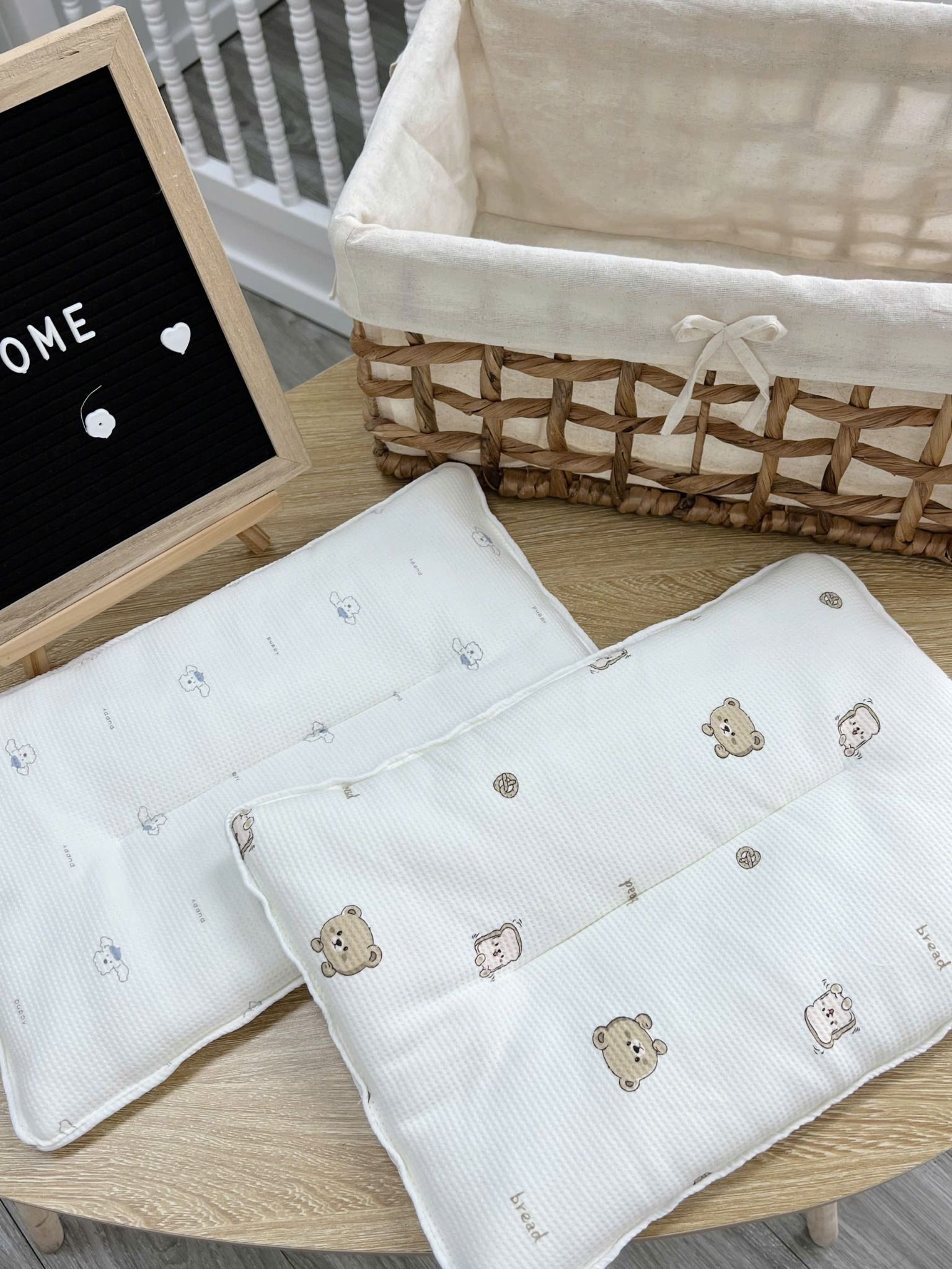  Gối Mỏng Vải Tổ Ong Cho Bé Từ Sơ Sinh HV Bedding 