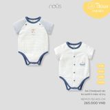  Set 2 bodysuit Nous cộc kẻ xanh in mèo vũ trụ 
