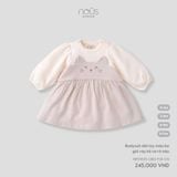  Bodysuit dài tay Nous màu be giả váy kẻ ca rô nâu 