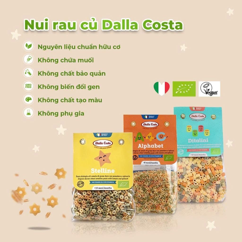  Nui sao rau củ hữu cơ Dalla Costa 200g 