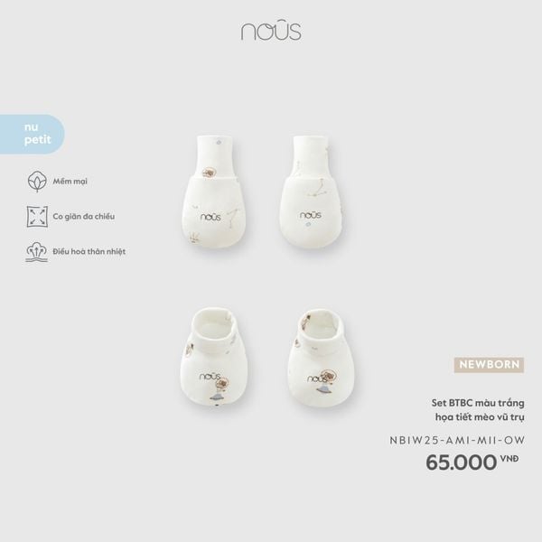  Set BTBC màu trắng họa tiết mèo vũ trụ Nous 