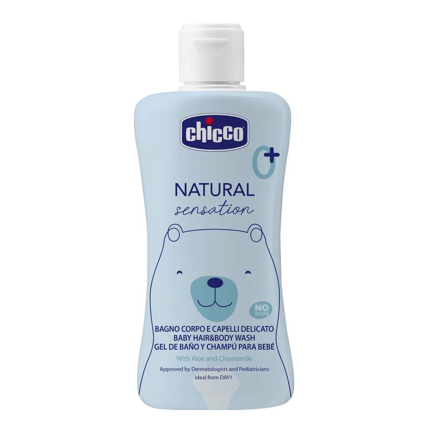  Sữa Tắm Gội Chiết Xuất Lô hội & Cúc La Mã Chicco Natural Sensation 0M+ 200ml 