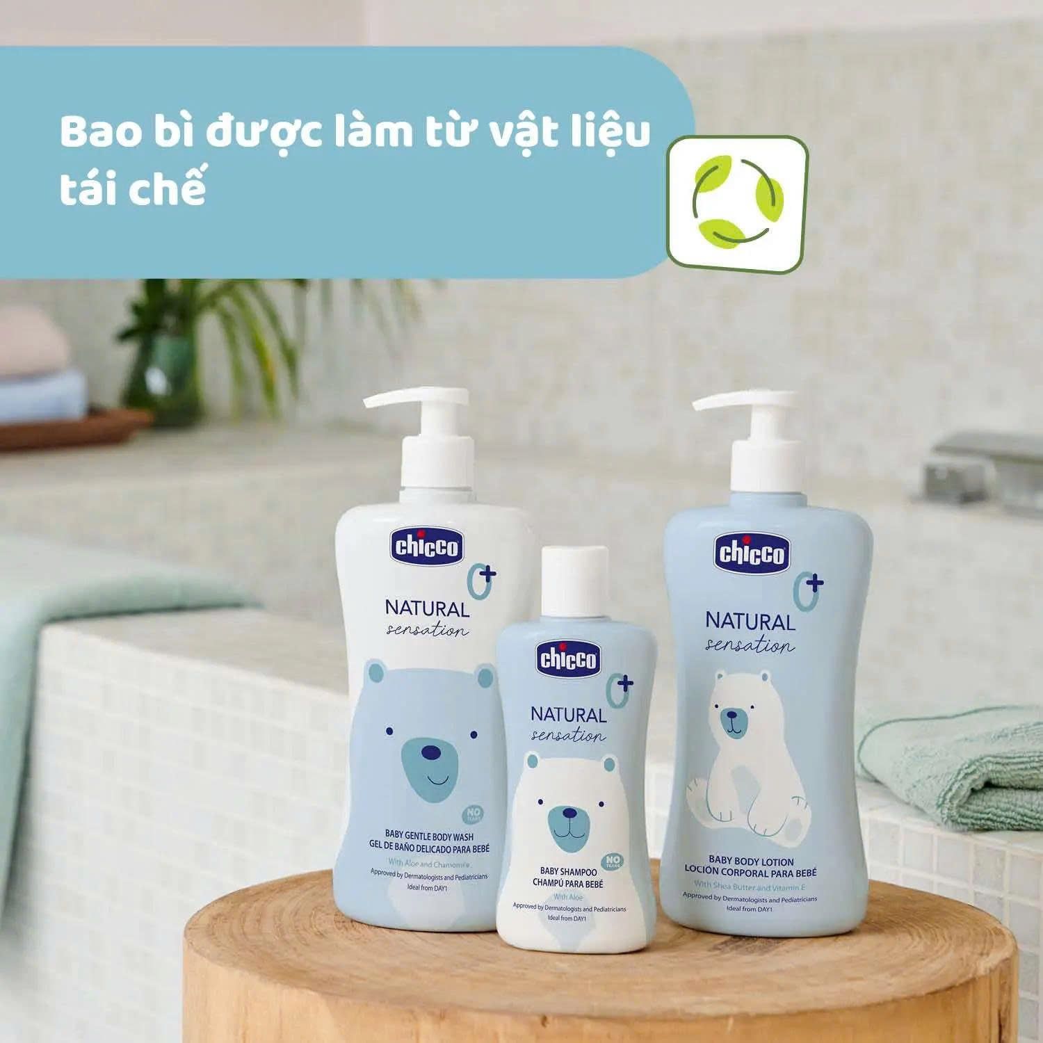  Sữa Tắm Gội Chiết Xuất Lô hội & Cúc La Mã Chicco Natural Sensation 0M+ 200ml 