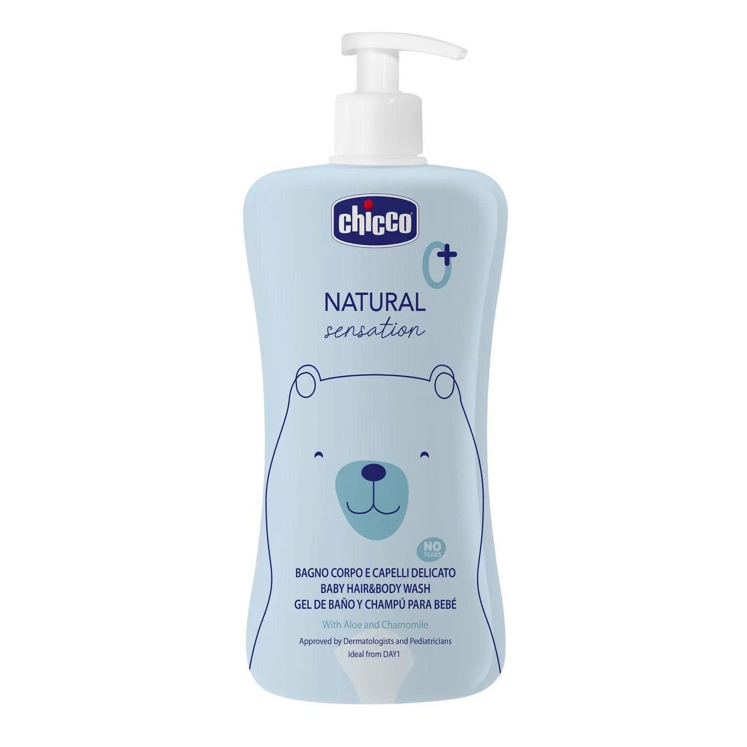  Sữa Tắm Gội Chiết Xuất Lô hội & Cúc La Mã Chicco Natural Sensation 0M+ 500ml 