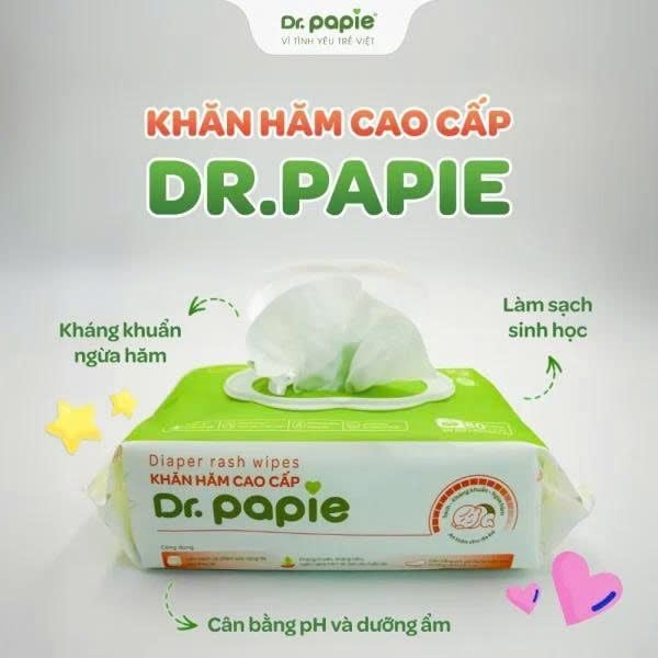  Khăn Hăm Cao Cấp Dr.Papie (80 tờ) 