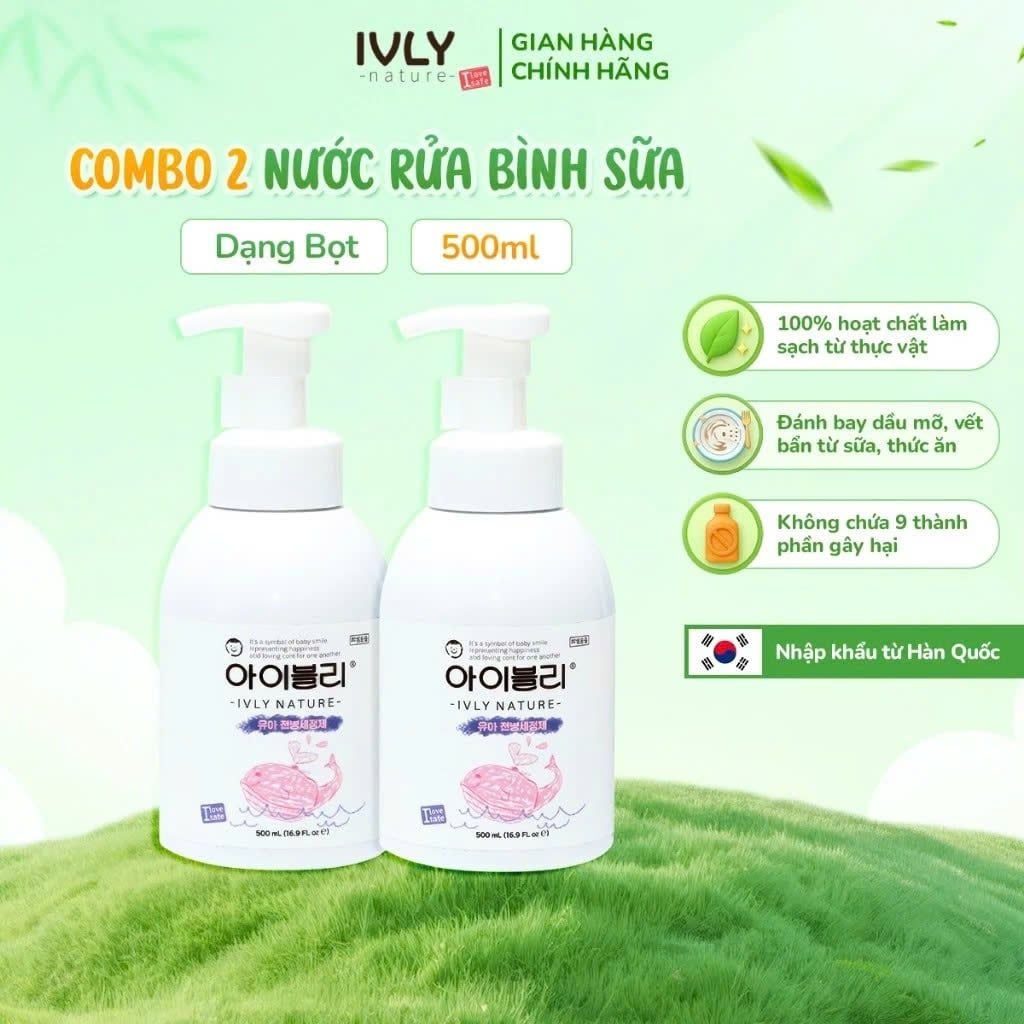  Nước rửa bình tạo bọt IVLY NATURE (500ml) 