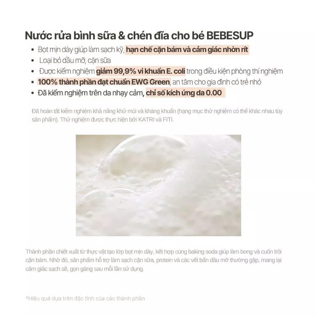  Nước Rửa Bình Tạo Bọt Bebesup Baby Bottle Soap 500ml 