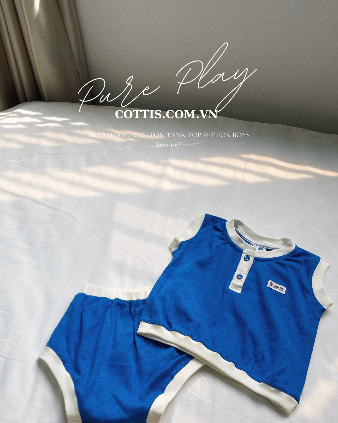  Bộ ba lỗ cotton thông hơi Cottis mùa hè cho bé Pure Play 