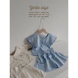  Set bé gái Cottis 3 chi tiết áo cổ bèo quần short kèm nơ điệu đà xinh xắn cho mùa hè Gentle Days 