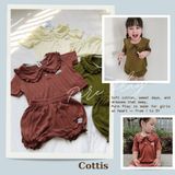  Bộ bé gái cotton thông hơi Cottis – Áo cổ bèo & quần short bồng bí mùa hè thoáng mát cho bé 1–5 tuổi – BST Pure Play 