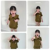  Bộ bé gái cotton thông hơi Cottis – Áo cổ bèo & quần short bồng bí mùa hè thoáng mát cho bé 1–5 tuổi – BST Pure Play 