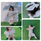  Set bé gái Cottis 3 chi tiết áo cổ bèo quần short kèm nơ điệu đà xinh xắn cho mùa hè Gentle Days 