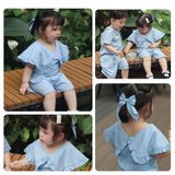  Set bé gái Cottis 3 chi tiết áo cổ bèo quần short kèm nơ điệu đà xinh xắn cho mùa hè Gentle Days 