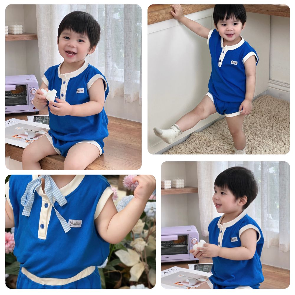  Bộ ba lỗ cotton thông hơi Cottis mùa hè cho bé Pure Play 