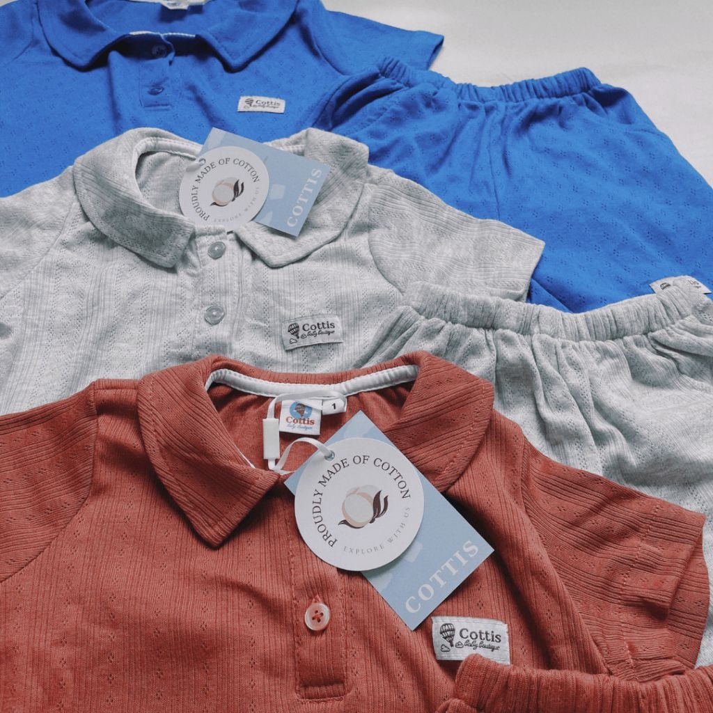  Bộ đồ bé trai cotton thông hơi Cottis – Set áo polo & quần short hè cho bé 1–5 tuổi – BST Pure Play 