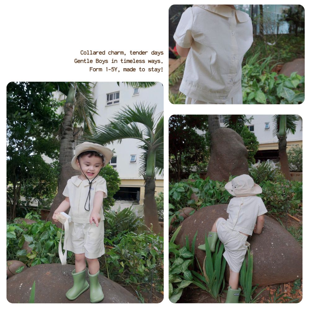  Set bé trai Cottis áo cổ bẻ quần short phong cách công tử Gentle Days 