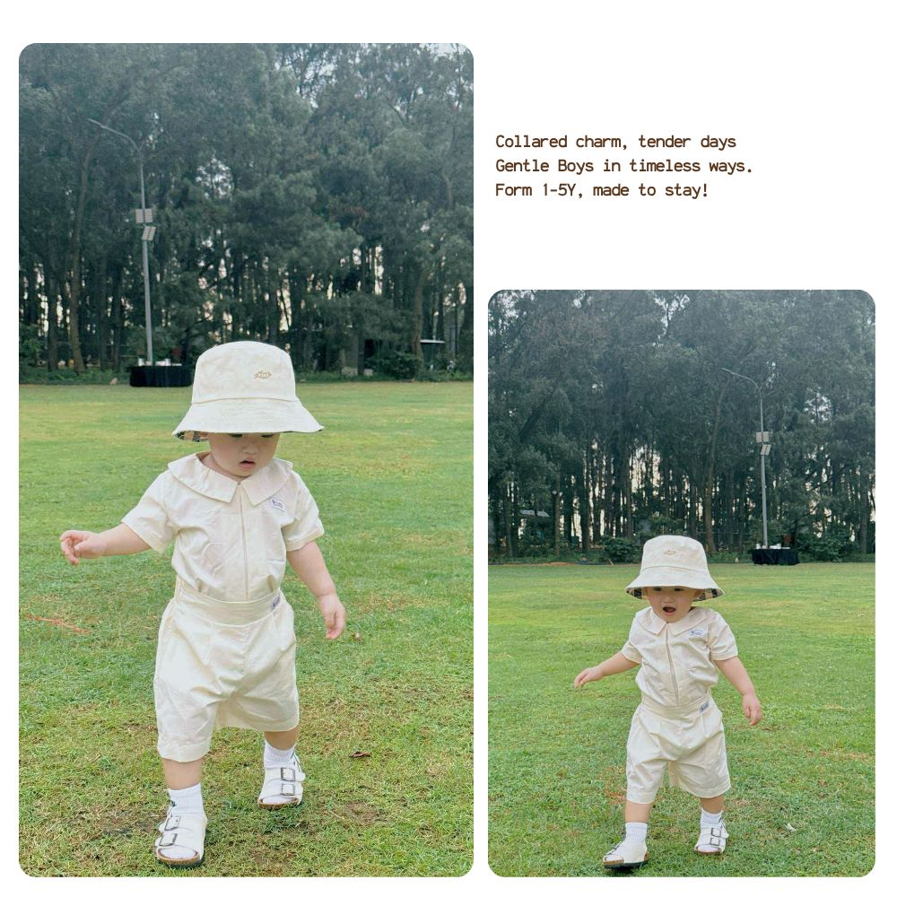  Set bé trai Cottis áo cổ bẻ quần short phong cách công tử Gentle Days 