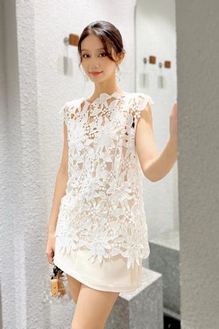  Áo tay liền ren Trắng 