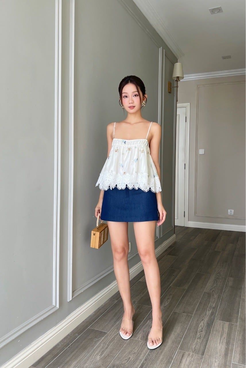  (MỚI) Quần short váy denim xanh 