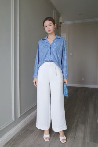  Quần dài lật lai Trắng 