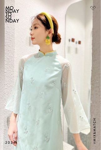  Áo dài đính cườm Mint 