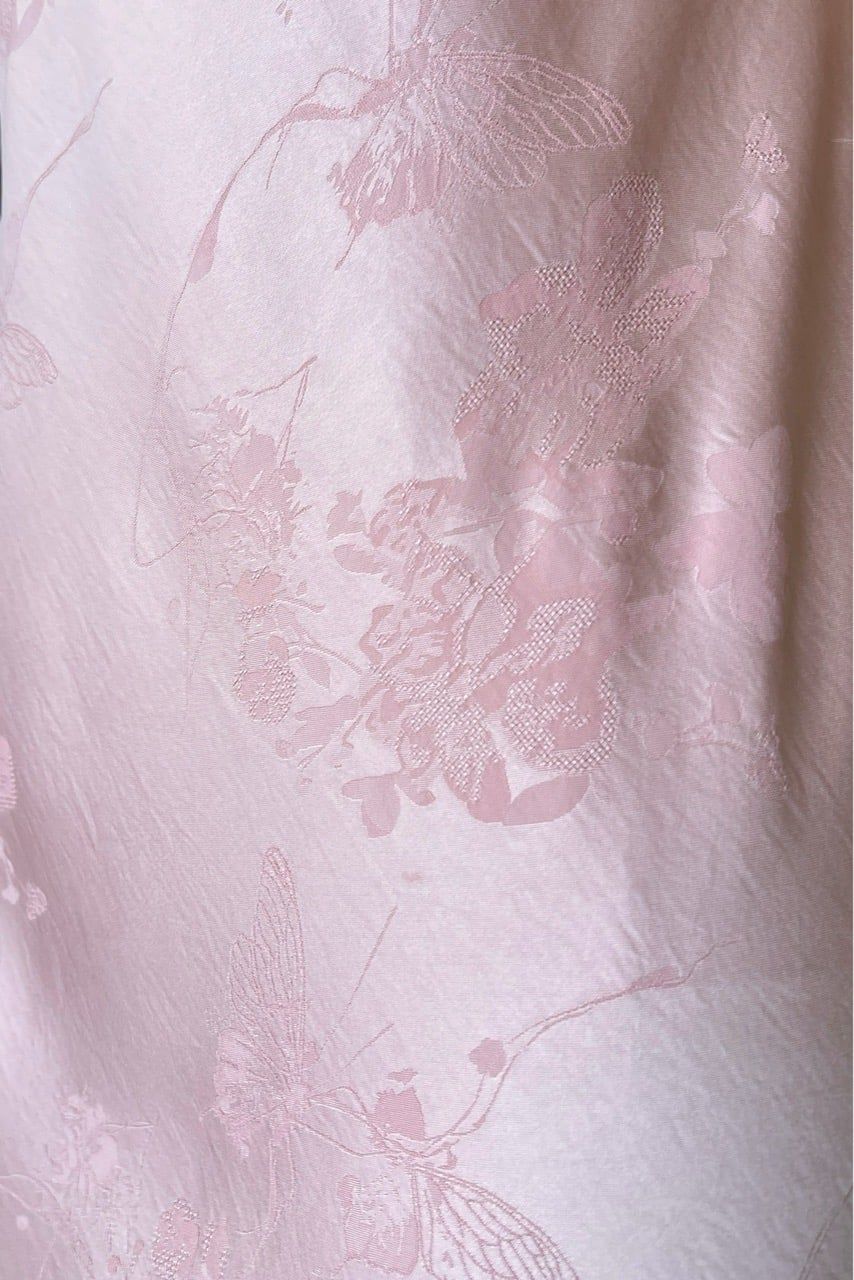  (NEW) Đầm 2 dây xẻ tà lụa hoa hồng 