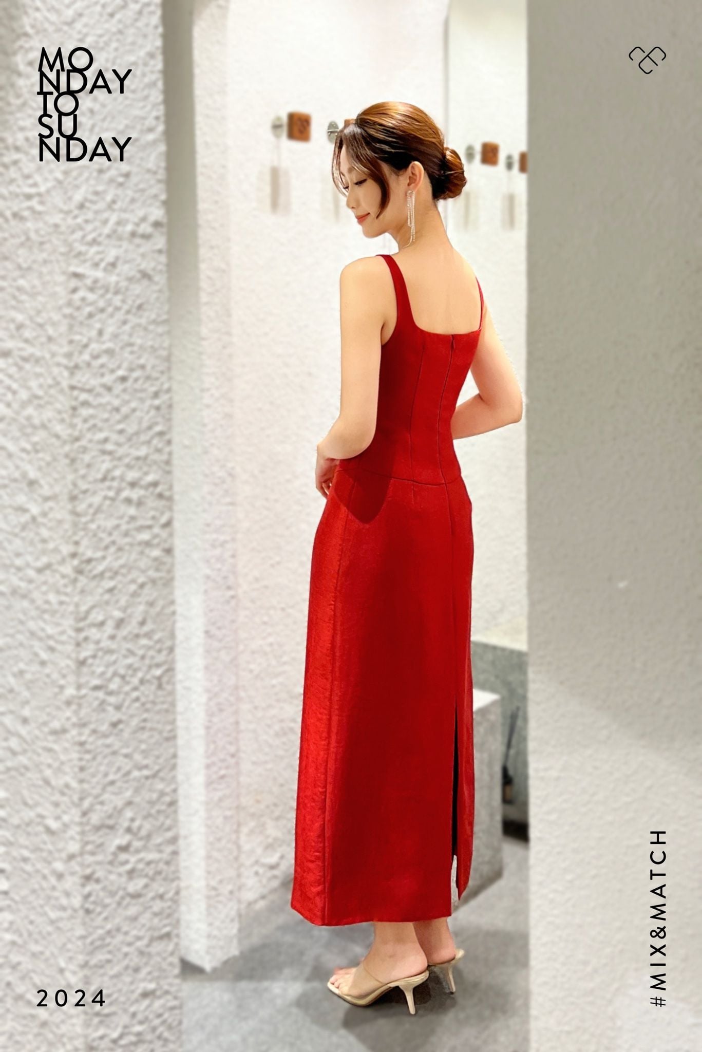  Đầm 2 dây cúp ngực bút chì suông Đỏ 