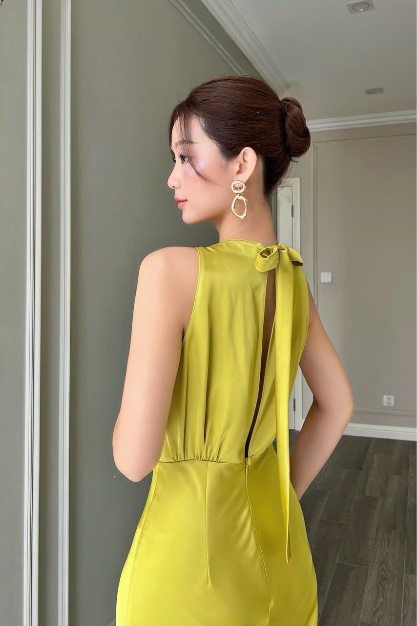  Đầm yếm wrap xoè Vàng chanh 
