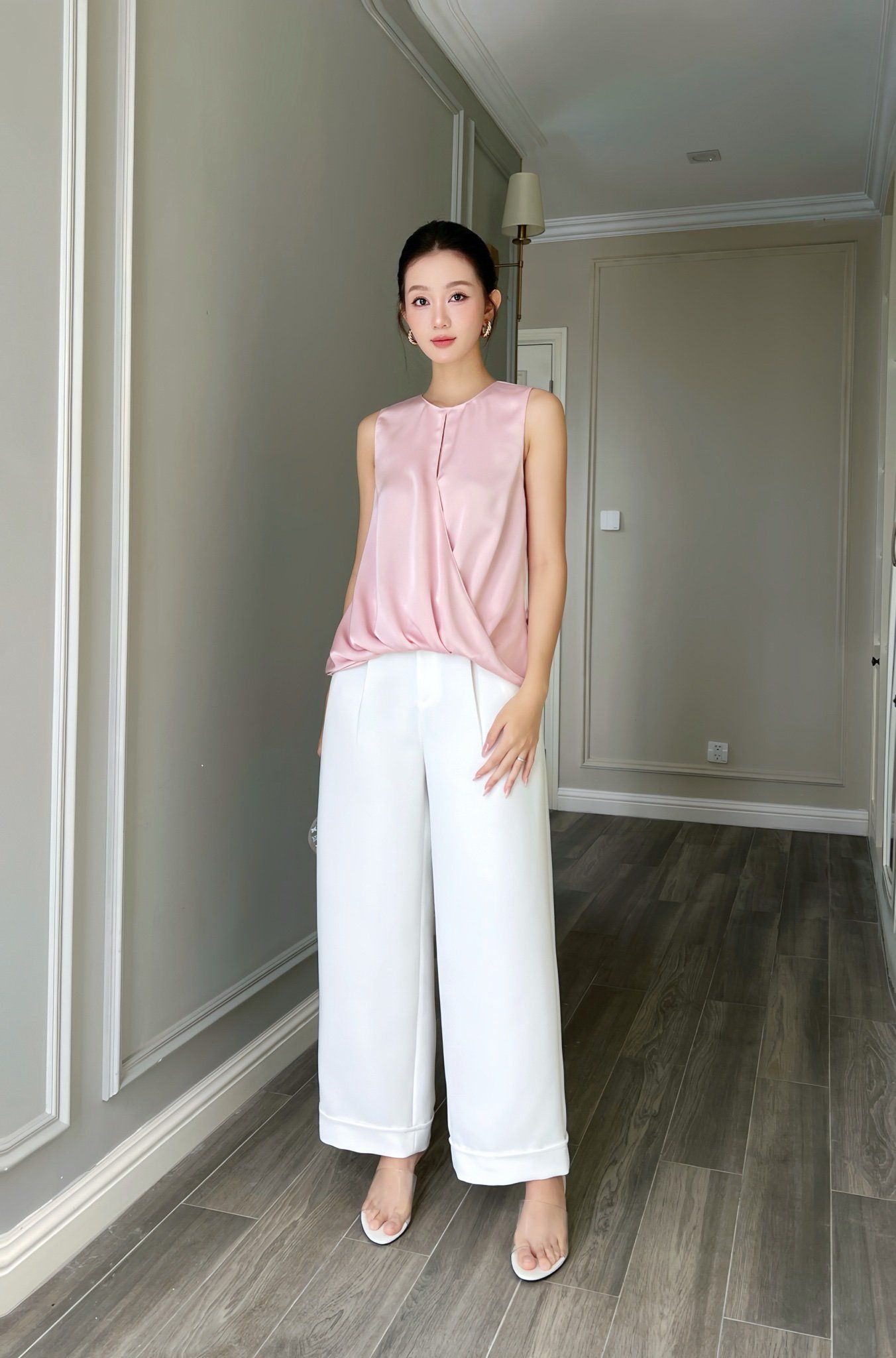  Áo sát nách xoắn hồng 