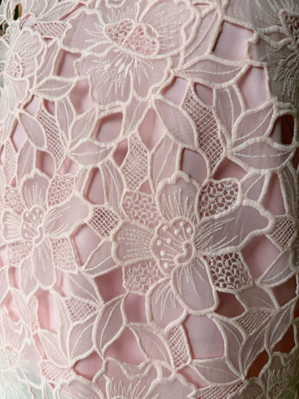  (MỚI) Áo tay phồng ren organza Hồng 