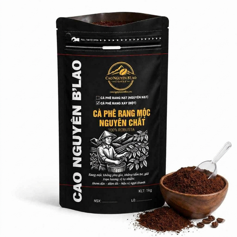 Cà phê Robusta nguyên chất rang mộc 1kg - Cao Nguyên B'Lao Coffee