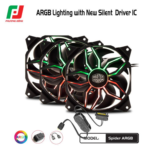  Quạt Tản Nhiệt Case VSP Spider ARGB (Bộ 3 Quạt 120 MM) 